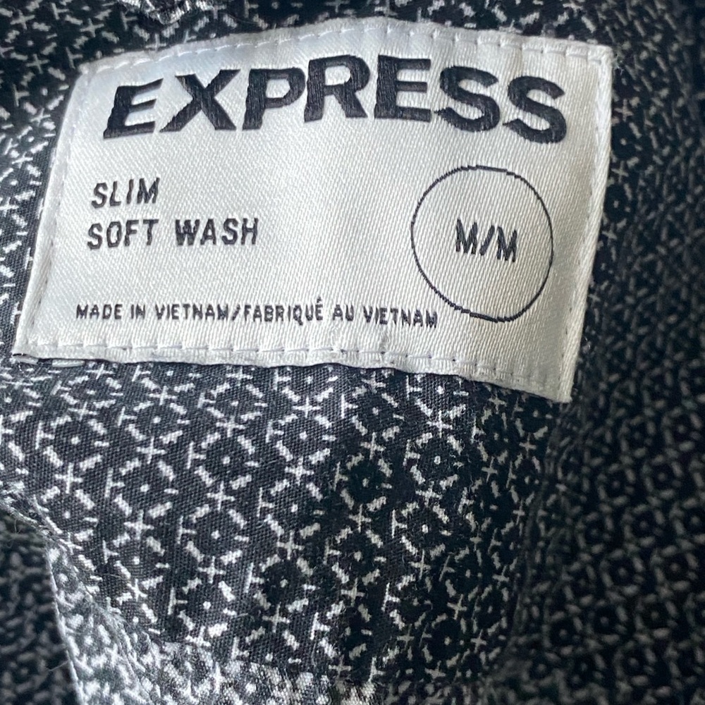 Express Black and White Floral Shirt